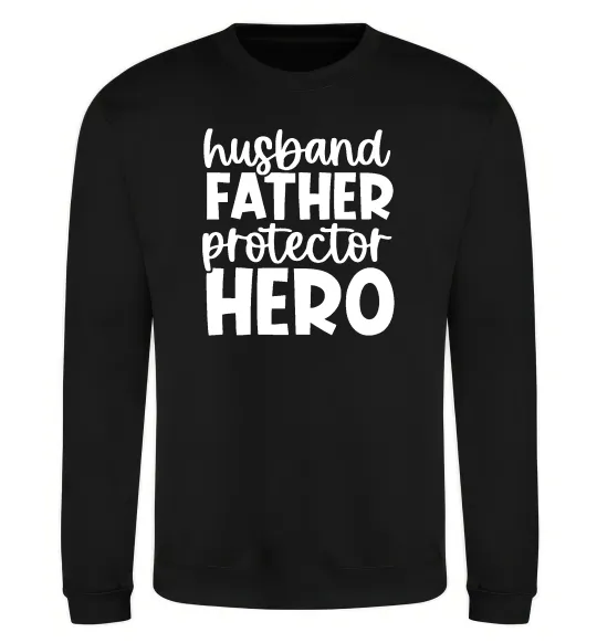 Світшот Husband father hero Чорний фото