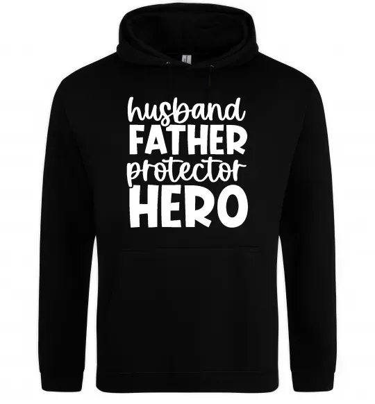 Мужская толстовка (худи) Husband father hero Черный фото