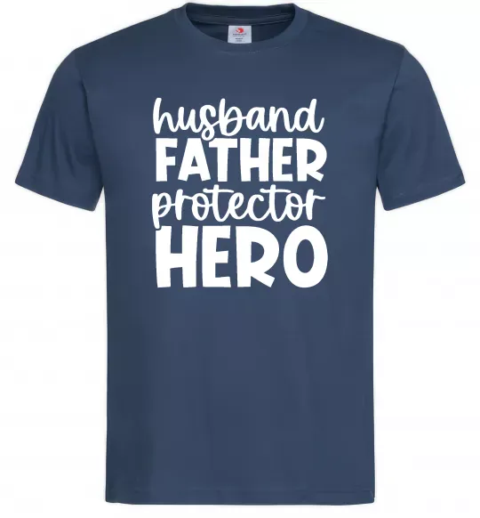 Мужская футболка Husband father hero Темно-синий фото