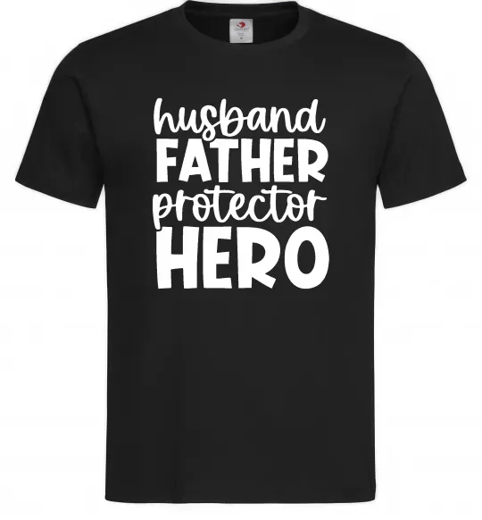 Мужская футболка Husband father hero Черный фото