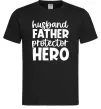 Мужская футболка Husband father hero Черный фото