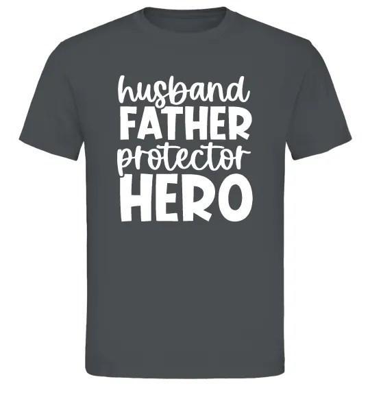 Мужская футболка Husband father hero Графит фото