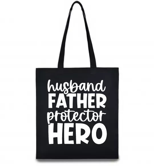 Эко-сумка Husband father hero Черный фото