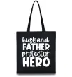 Эко-сумка Husband father hero Черный фото