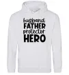 Мужская толстовка (худи) Husband father hero Серый меланж фото