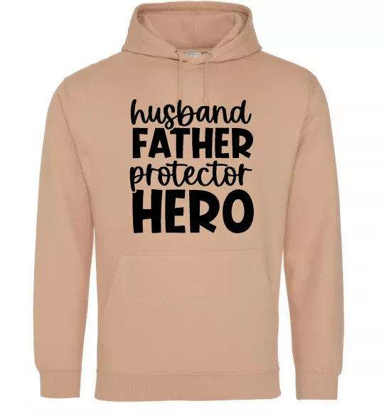 Мужская толстовка (худи) Husband father hero Песочный фото