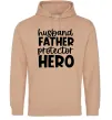 Мужская толстовка (худи) Husband father hero Песочный фото