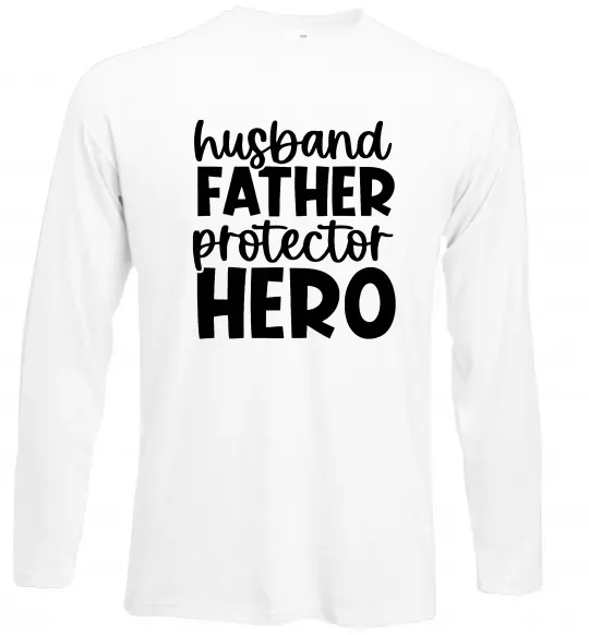 Лонгслив Husband father hero Белый фото