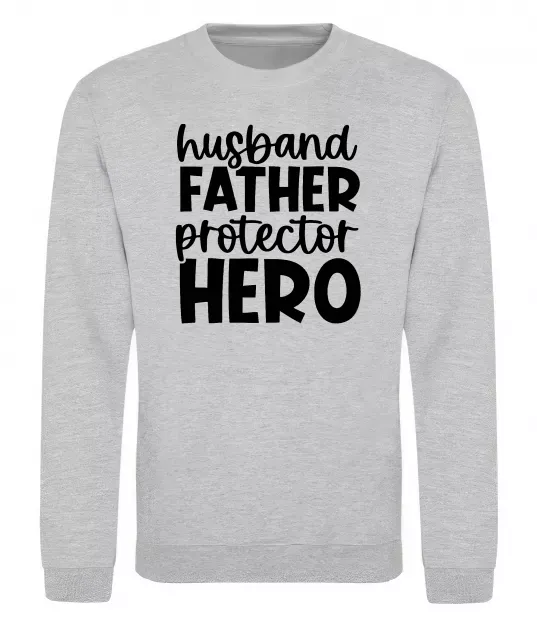 Свитшот Husband father hero Серый меланж фото