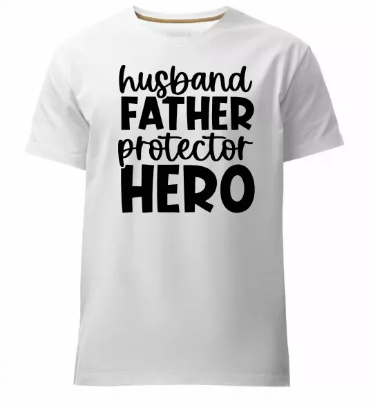 Мужская премиум футболка Husband father hero Белый фото