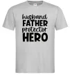 Мужская футболка Husband father hero Серый фото