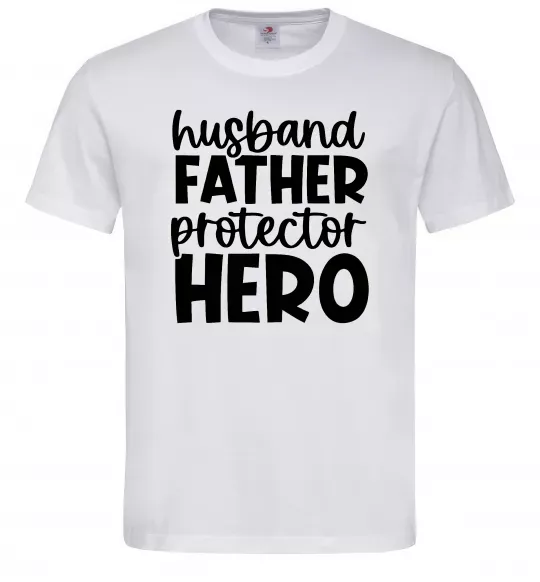 Мужская футболка Husband father hero Белый фото