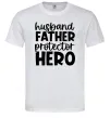 Мужская футболка Husband father hero Белый фото