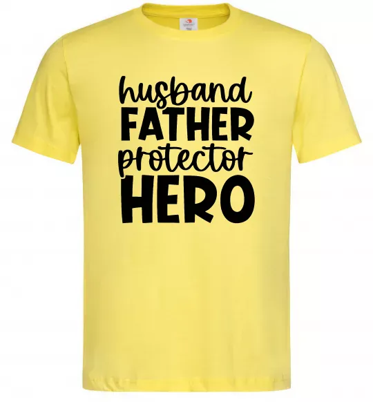 Мужская футболка Husband father hero Лимонный фото
