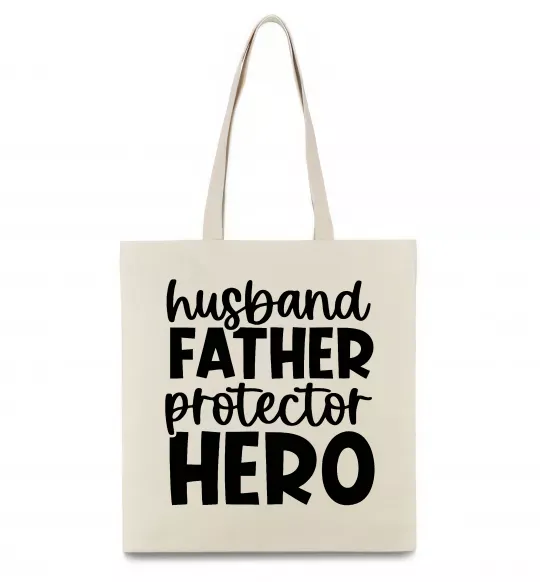 Эко-сумка Husband father hero Бежевый фото