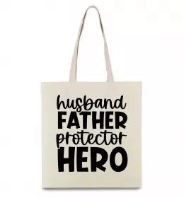Эко-сумка Husband father hero Бежевый фото