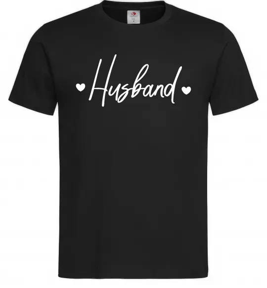 Мужская футболка Husband сердечки Черный фото