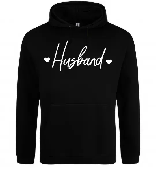 Чоловіча толстовка (худі) Husband сердечки Чорний фото