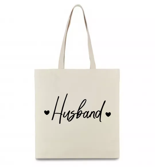 Эко-сумка Husband сердечки Бежевый фото