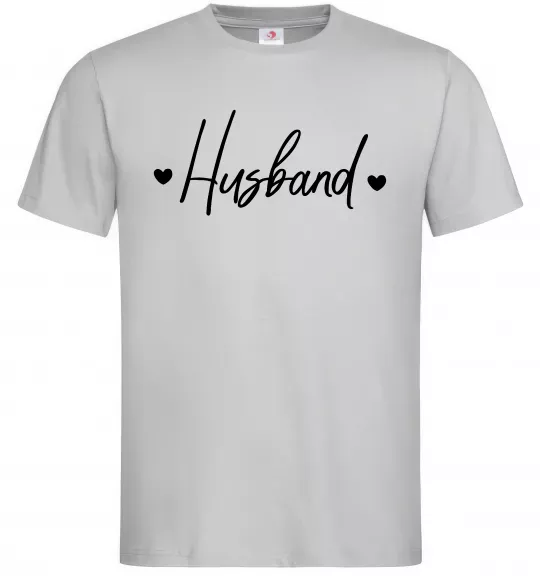 Мужская футболка Husband сердечки Серый фото