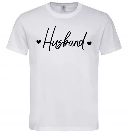 Мужская футболка Husband сердечки Белый фото
