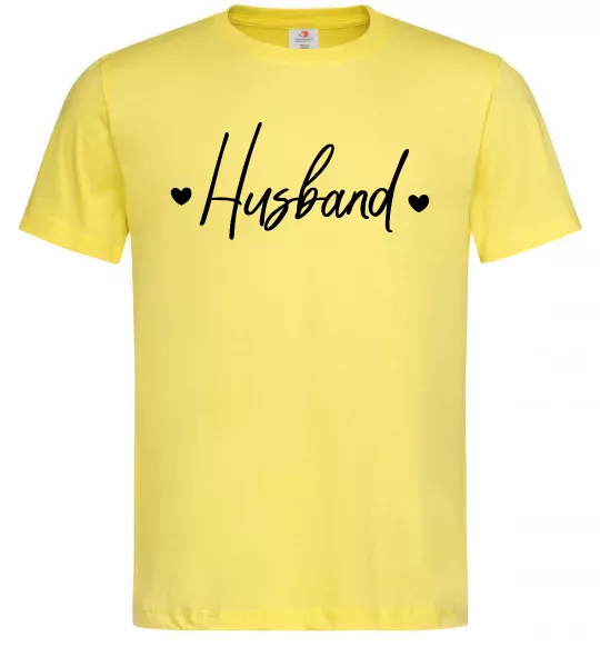 Мужская футболка Husband сердечки Лимонный фото