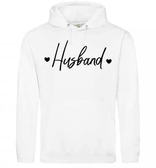 Чоловіча толстовка (худі) Husband сердечки Білий фото