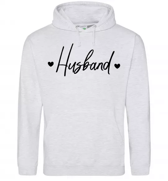 Чоловіча толстовка (худі) Husband сердечки Сірий меланж фото