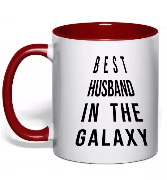 Чашка с цветной ручкой Best husband in galaxy Красный фото
