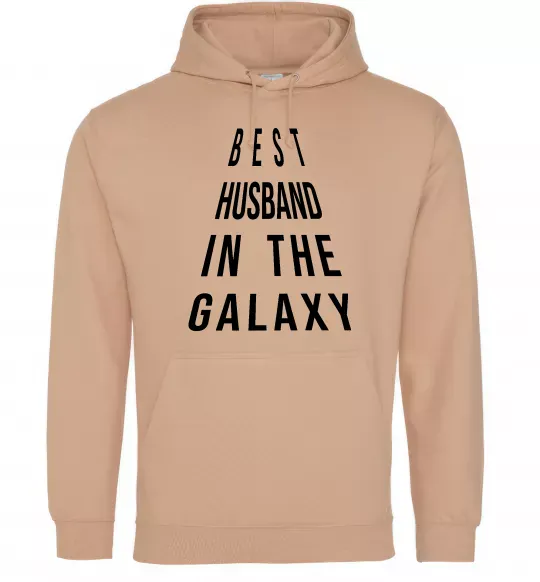 Мужская толстовка (худи) Best husband in galaxy Песочный фото