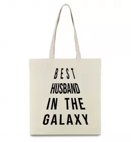 Эко-сумка Best husband in galaxy Бежевый фото