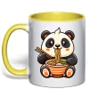Чашка с цветной ручкой Панда рамен Лимонный фото