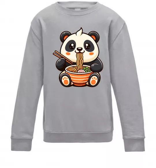 Детский Свитшот Панда рамен Серый меланж фото