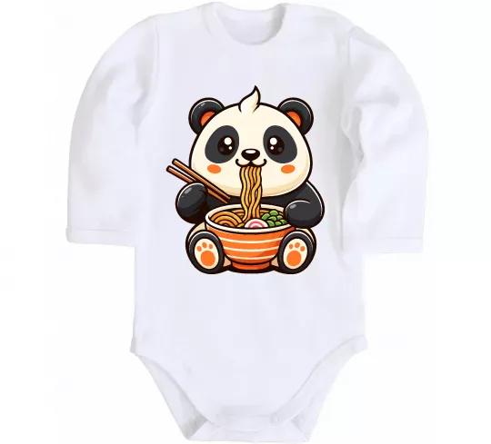 Дитячий бодік Панда рамен Білий фото