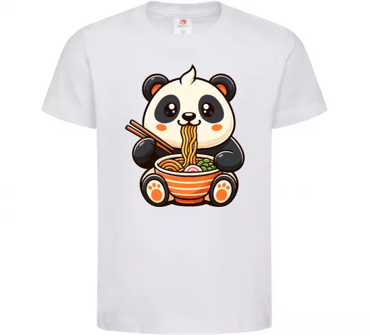 Дитяча футболка Панда рамен Білий фото