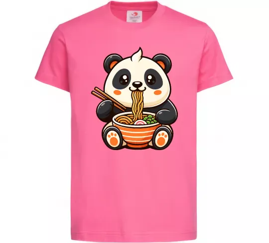 Дитяча футболка Панда рамен Яскраво-рожевий фото
