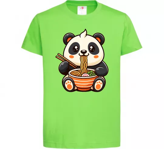 Дитяча футболка Панда рамен Лаймовий фото
