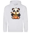 Женская толстовка (худи) Панда рамен Серый меланж фото