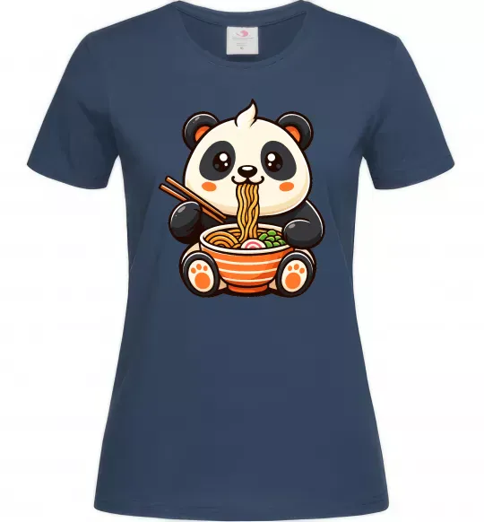 Женская футболка Панда рамен Темно-синий фото