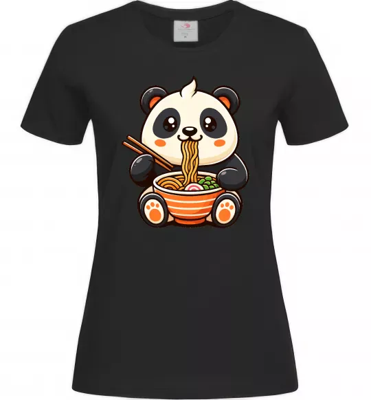 Женская футболка Панда рамен Черный фото