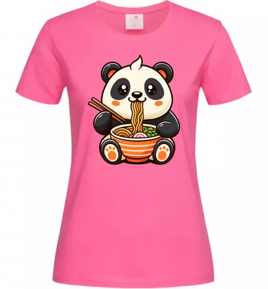 Женская футболка Панда рамен Ярко-розовый фото