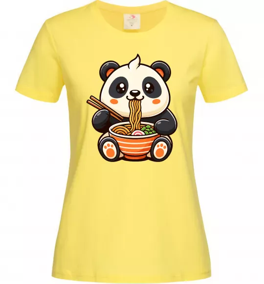 Женская футболка Панда рамен Лимонный фото