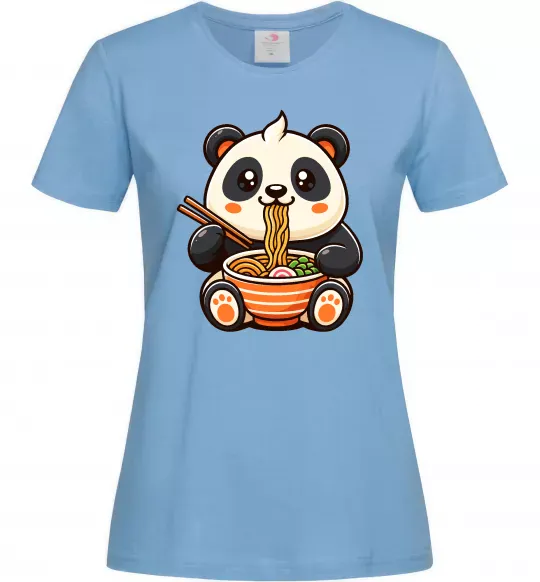 Женская футболка Панда рамен Голубой фото