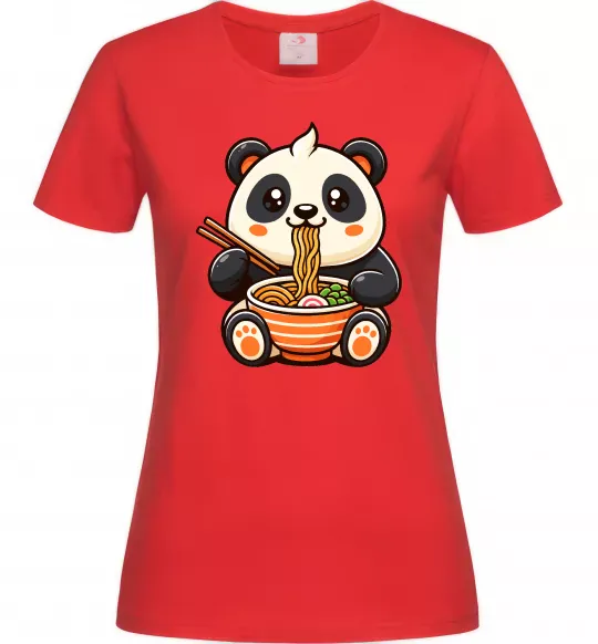 Женская футболка Панда рамен Красный фото