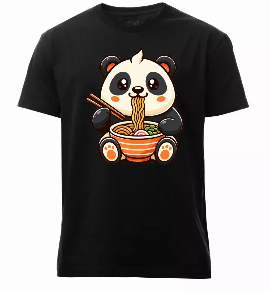 Чоловіча преміум футболка Панда рамен Чорний фото