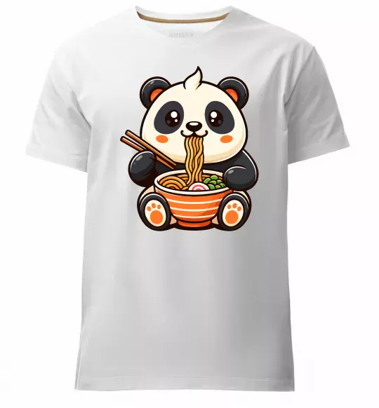 Чоловіча преміум футболка Панда рамен Білий фото