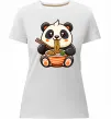 Женская премиум футболка Панда рамен Белый фото