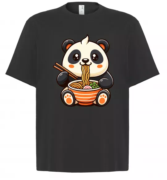 Футболка Оверсайз Панда рамен Черный фото