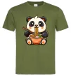 Мужская футболка Панда рамен Оливковый фото