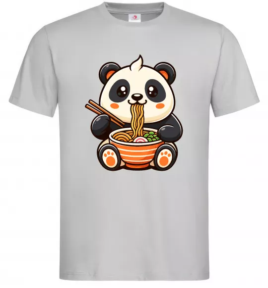 Мужская футболка Панда рамен Серый фото